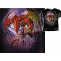T Shirt SNAGOV Tee Shirts Fantasy Alchemy Gothic Dragon et Cathédrale