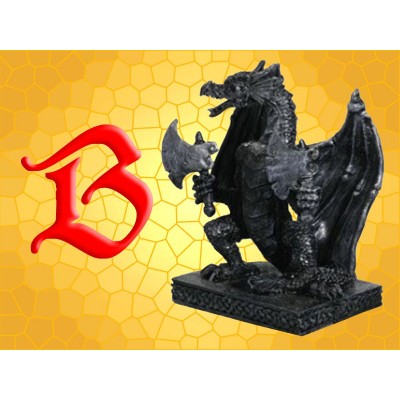 Statuette Résine Dragon Guerrier Figurine Fantasy Dragons sur Base et Haches