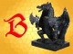 Statuette Résine Dragon Guerrier Figurine Fantasy Dragons sur Base et Haches