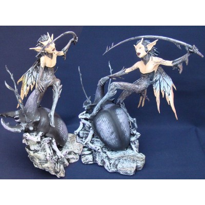 Figurine Scarabée et Lutin Staghorn Statuette Fantasy Alchemy Gothic Farfadet 