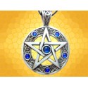 Pendentif Symbolique Pentagramme Pierres Bleues Bijou Celtique Croix Celte