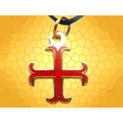 Pendentif Croix Cathare Bijou Moyen Age Doré Émaillé Rouge
