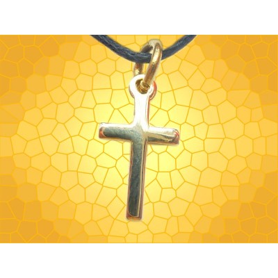 Pendentif Croix Chrétienne Finition Or Vif Dorée Bijou Crucifix Religieux 