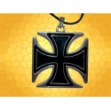 Pendentif Croix Templière Pattée Argentée Noire Bijou Chevalier du Temple Moyen Age