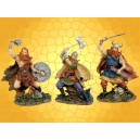 Lot de Trois Figurines Vikings Statuettes Antiques Guerriers Nordiques Combattants Barbares