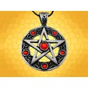 Pendentif Symbolique Pentagramme Pierres Rouges Bijou Celtique Croix Celte