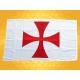 Drapeau Templier 150 x 90 cm Croix Templière Bannière Tissu Rouge Fond Blanc 