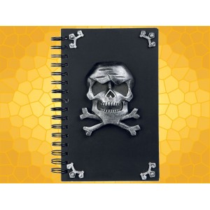 Carnet à Spirales Crâne et Tibias Pirate Noir et Gris Cahier Journal Gothique 