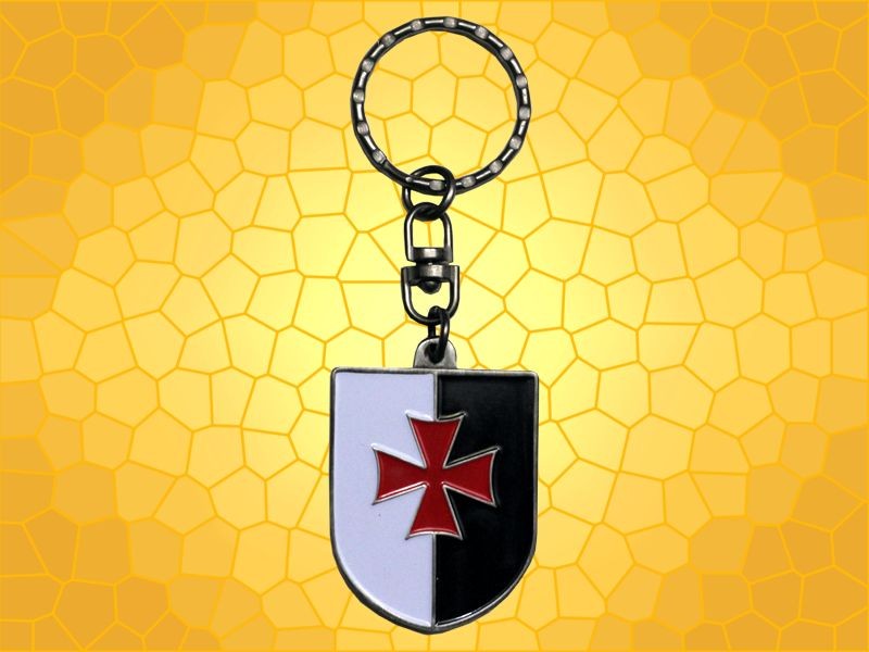 porte-clés rotatif motif croix templière