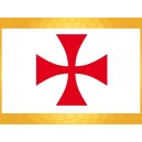 Drapeau Templier 150 x 90 cm Croix Templière Bannière Tissu Rouge Fond Blanc