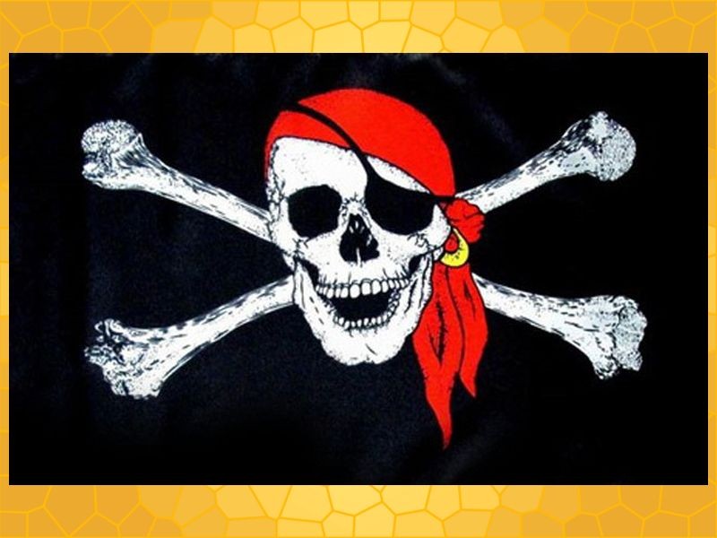 Drapeau Pirate Noir et Blanc Crâne Bandana Rouge et Tibias