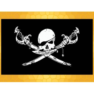 Drapeau Noir et Blanc Pirate Crâne et Sabres Drapeaux Pirates