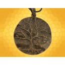 Pendentif Bronze Celte Arbre de Vie et Lune Bijou Celtique Plaque Ronde