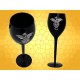 Verre à Vin Dragon sur Pentagramme et Crâne Calice Gothique Flûte Champagne Noire