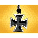 Pendentif Croix Teutonique Pattée Chromée émaillée noire Chevaliers Teutons