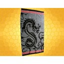 Serviette Dragons Drap de Bain Dragon Stylisé Noir sur fond Gris