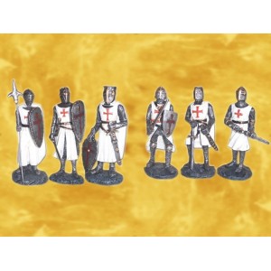 Lot de 6 Série Six Figurines Chevaliers Templiers en Armure