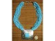 Collier Perles Multi-rangs Bleu Turquoise Pendentif Tribal 