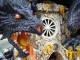 Grande Statuette Lumineuse Dragon Noir Château Fort Dragons